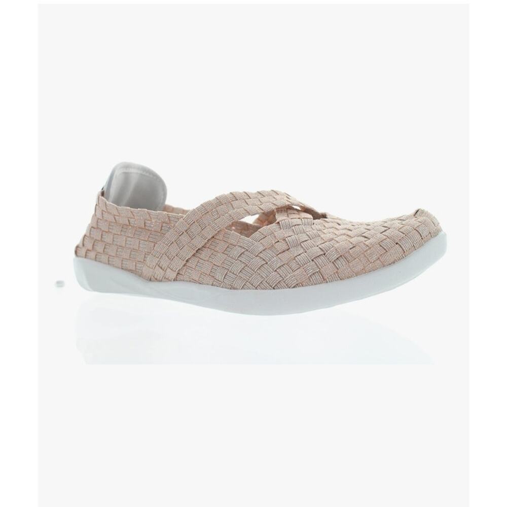 Bernie Mev Margo Woven Slip On Flat Women's 7/38 Pink White Clean Girl Boho NWOB